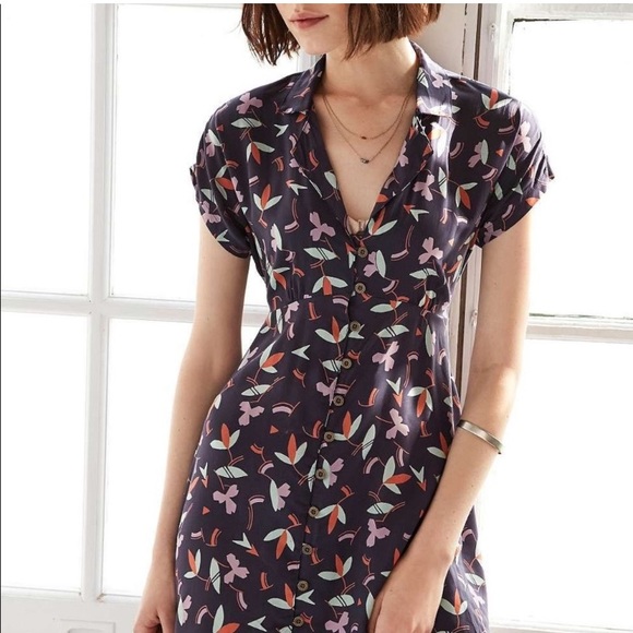 Kimchi Blue Size: Small Mini Button-Down Patterned Dress 100% Rayon - Picture 1 of 7